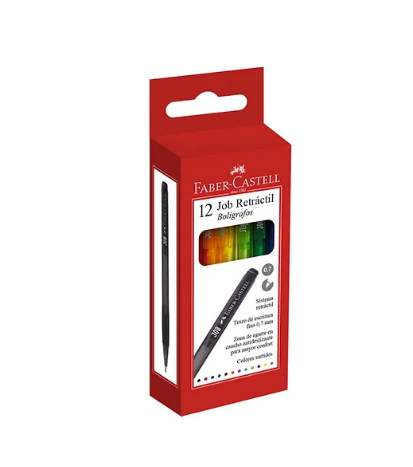 Esfero Boligrafo Faber Castell Job Retractil x12 und 1