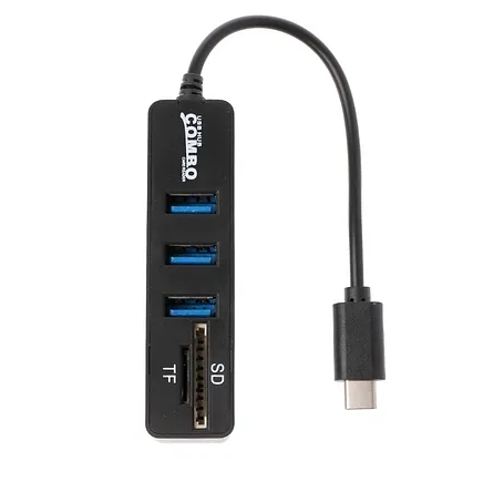 Hub Tipo C A Usb 3 Puertos 2.0 Lector De Tarjeta Micro Sd