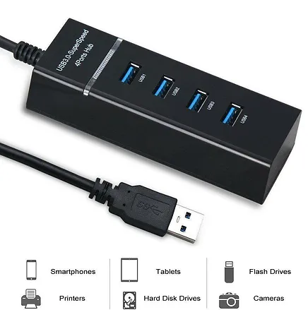 Hub USB 3.0 4 puertos de Gbps cable 30 