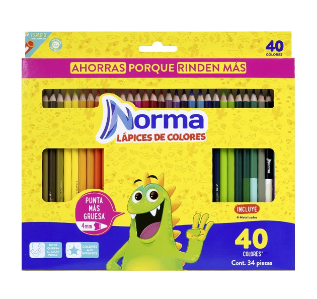 Caja de Colores Norma X40 Largos