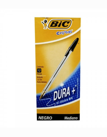 Esfero Bic Clasico Cristal Negro x12 und