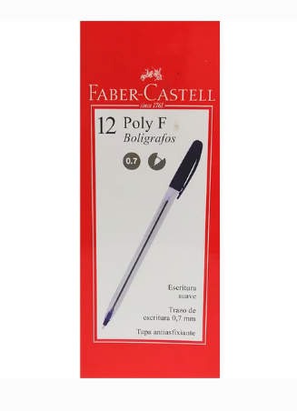 Esfero Faber Castell Poly F negro x12