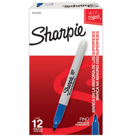 Marcador Permanente Sharpie Azul Caja x12