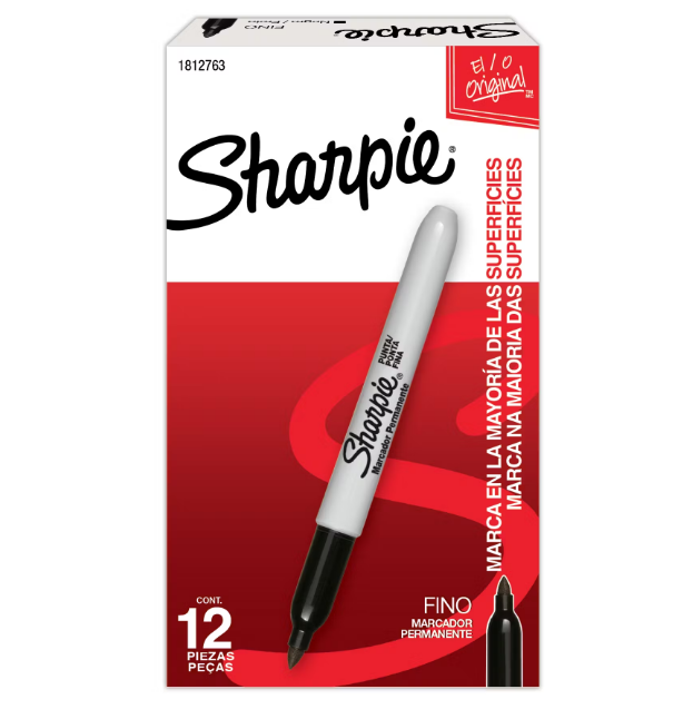Marcador Permanente Sharpie Negro Caja x12