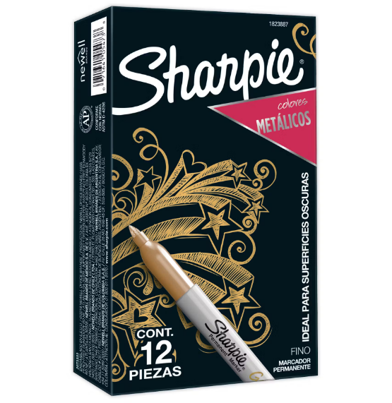 Marcador Sharpie Metalico Dorado Caja x12