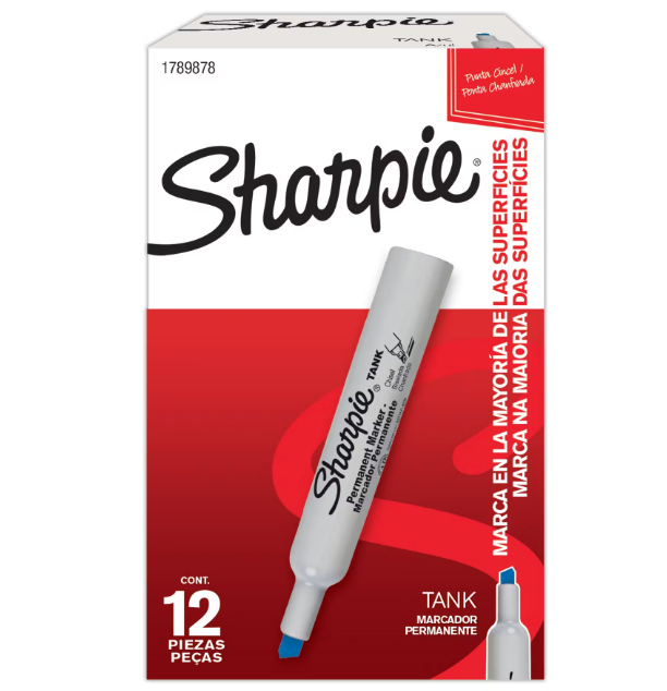 Marcador Sharpie Tank Azul Caja x12