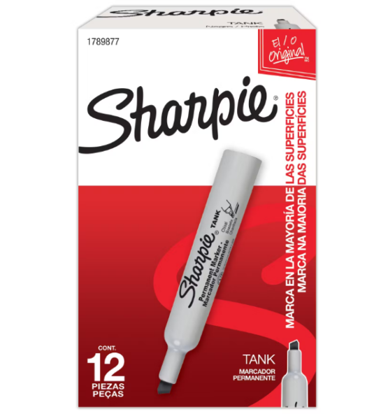 Marcador  Sharpie Tank Negro Caja x12