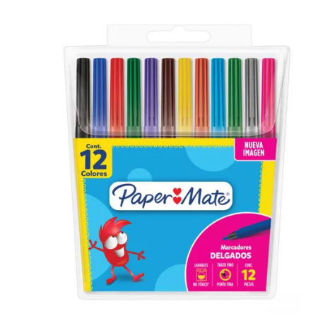 Plumones Paper Mate Delgados Punta Fina