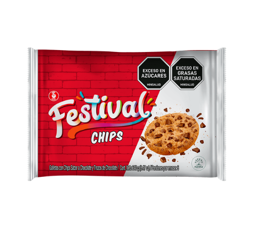 Galleta Festival X 6 Paq Chips 240 g