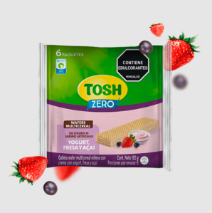 Galletas wafer Tosh Fresa Acai x6 paquetes