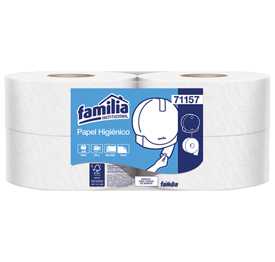Papel Higiénico Familia Jumbo Doble Hoja Blanco X4 Rollos 250mt