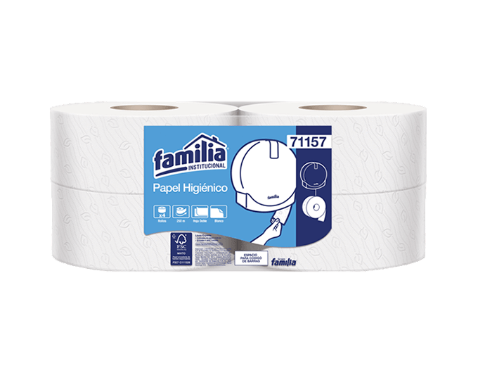 Papel Higienico Familia Jumbo Doble Hoja Blanco X4 Rollos 250mt