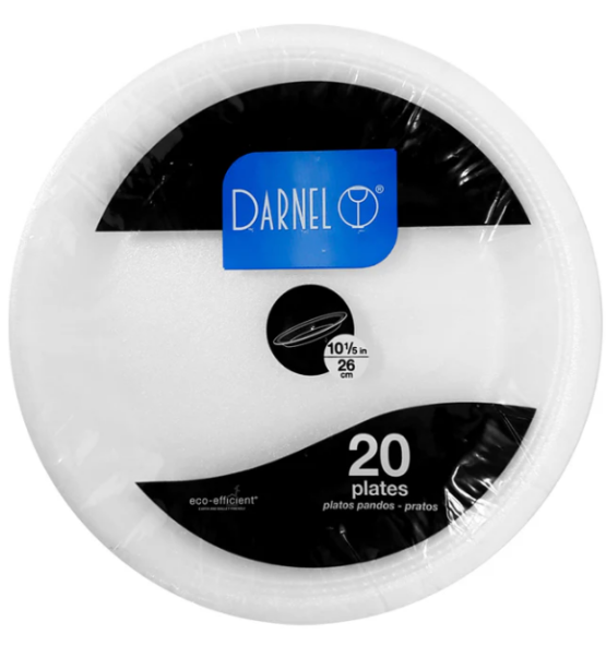 Plato Pando Darnel de 26cm Blanco X 20 Und