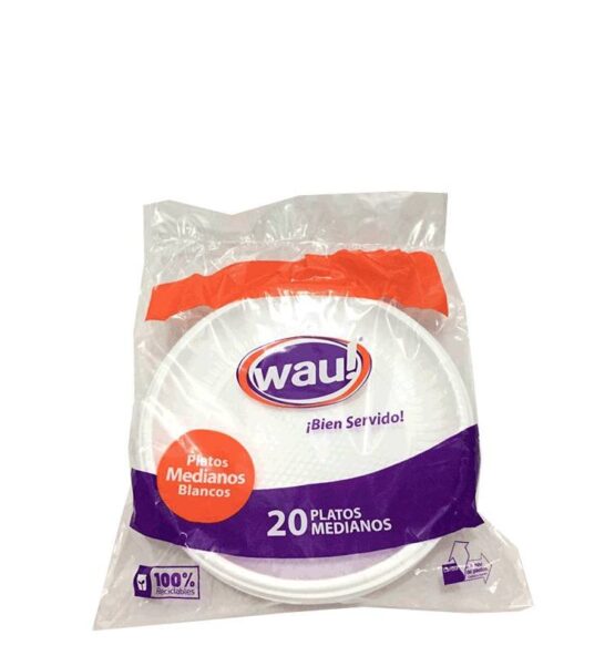 Plato Mediano Wau Blanco X 20und