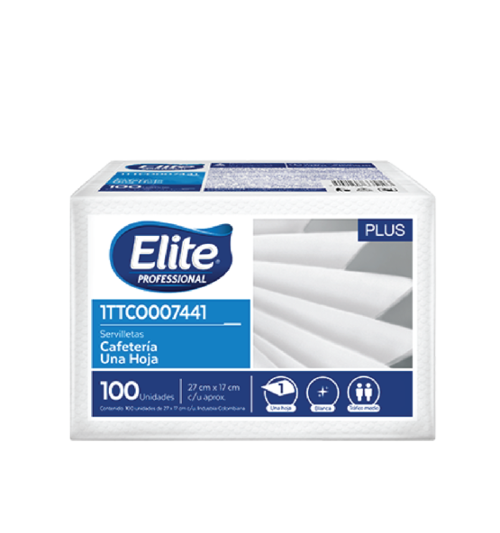 Servilleta Elite Extra blanca cafetería x100 und