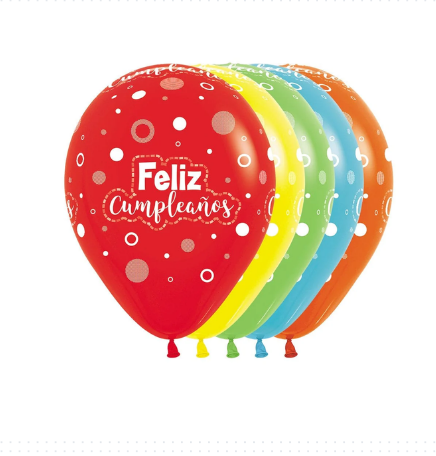 Globo R 12 Feliz Cumpleanos Sempertex Pqte x50