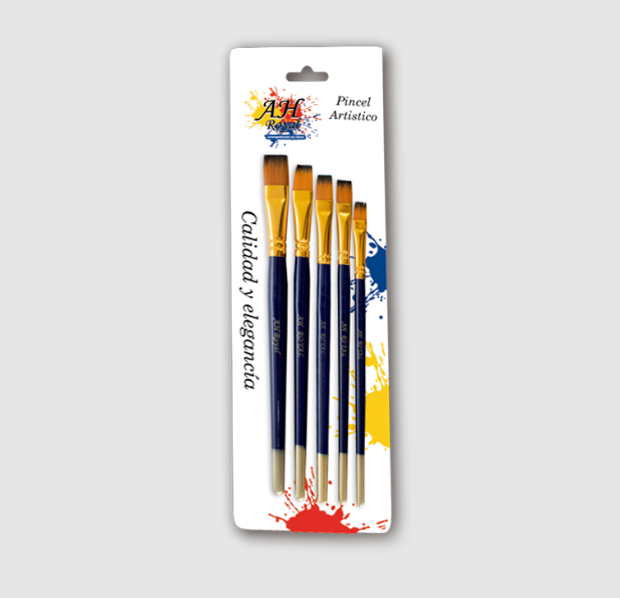 Pincel AH ROYAL Juego Plano Surtido x5 No.1.5 1″ 3.4 1.2 10