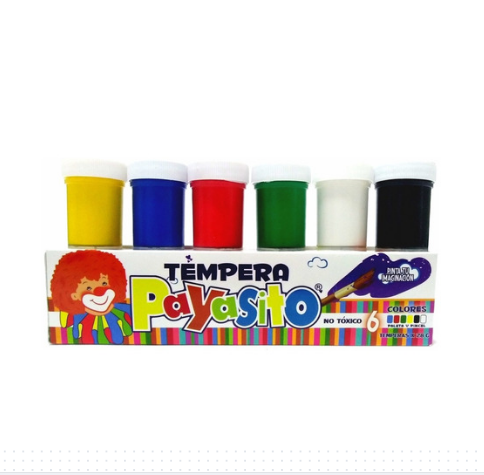 TEMPERA PAYASITO X 6 CON PALETA Y PINCEL