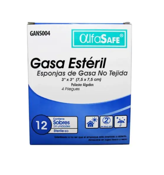 Gasa esteril 7.5 x 7.5 empaque individual x50 sb x3