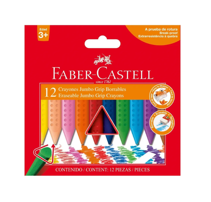 Crayones Grip Jumbo estuche x12 4faber castell